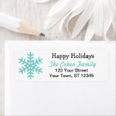 Prettige feestdagen etiket met retouradres sneeuwv (Insitu)