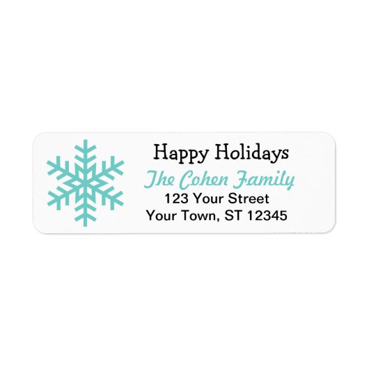 Prettige feestdagen etiket met retouradres sneeuwv (Voorkant)