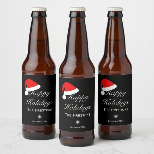 prettige feestdagen etiket van de Santa Hat-bier - (Flessen)
