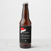 prettige feestdagen etiket van de Santa Hat-bier - (Voorkant)