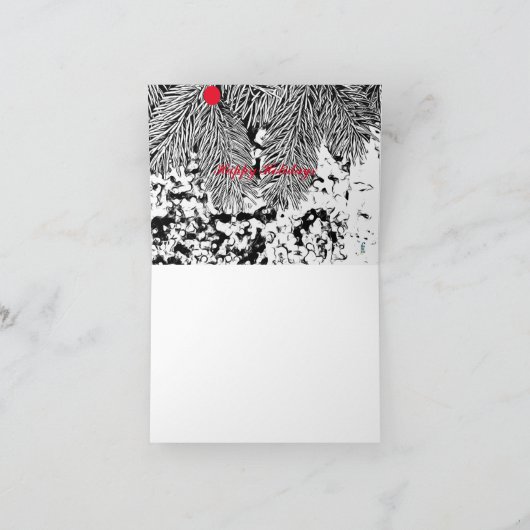 prettige feestdagen EVERGREEN FOTO NOTE KAART (Binnen)