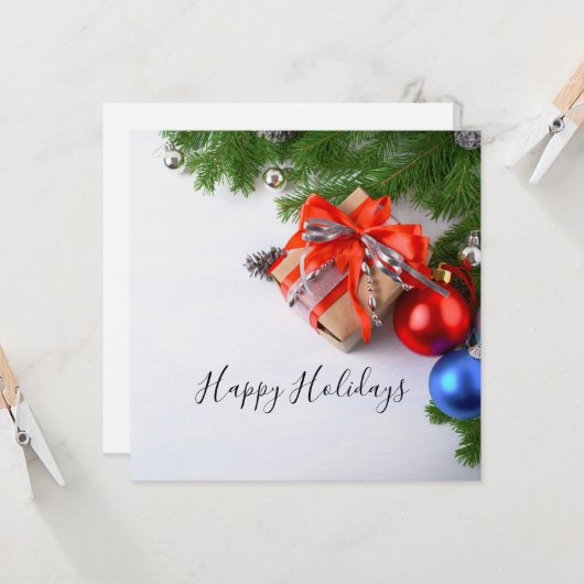 prettige feestdagen Evergreen kerstversieringen Kaart (Voorkant / Achterkant in situ)