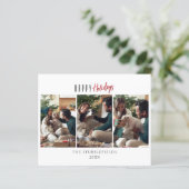 Prettige feestdagen Familie 3 foto's Kerst Kaart (Staand voorkant)