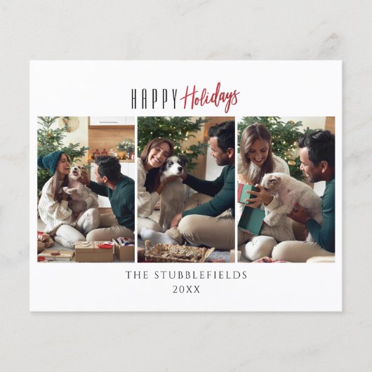 Prettige feestdagen Familie 3 foto's Kerst Kaart (Voorkant)