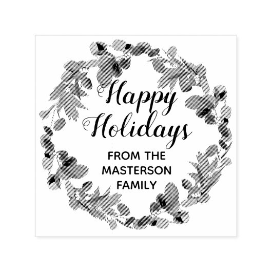 Prettige feestdagen Familie Eucalyptus krans Zelfinktende Stempel (Design)