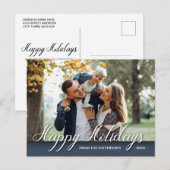 prettige feestdagen familie foto Elegant modern Bl Briefkaart (Voorkant / Achterkant)