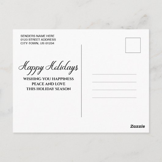 prettige feestdagen familie foto Elegant modern Bl Briefkaart (Achterkant)