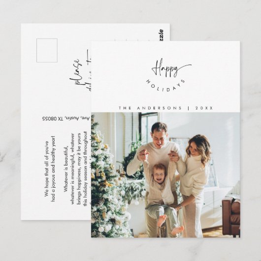 Prettige feestdagen, Familie Foto lachend Modern S Briefkaart (Voorkant / Achterkant)