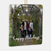 prettige feestdagen Familie Foto Lettering Modern  Keramisch Ornament (Rechts)