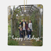 prettige feestdagen Familie Foto Lettering Modern  Keramisch Ornament (Links)