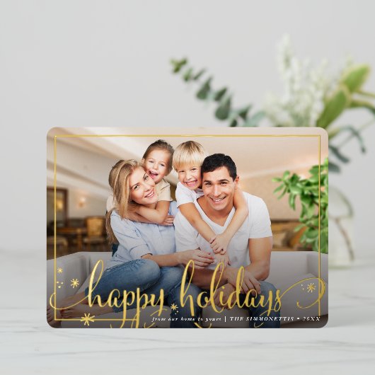 PRETTIGE FEESTDAGEN FAMILIE FOTO leuk kalligrafie (Staand Voorkant)