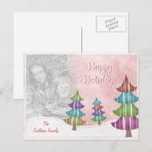 Prettige feestdagen Familie Kerst grillige bomen (Voorkant / Achterkant)