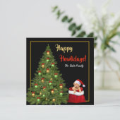 Prettige feestdagen Familie Leuke Puppy Feestdagenkaart (Staand voorkant)