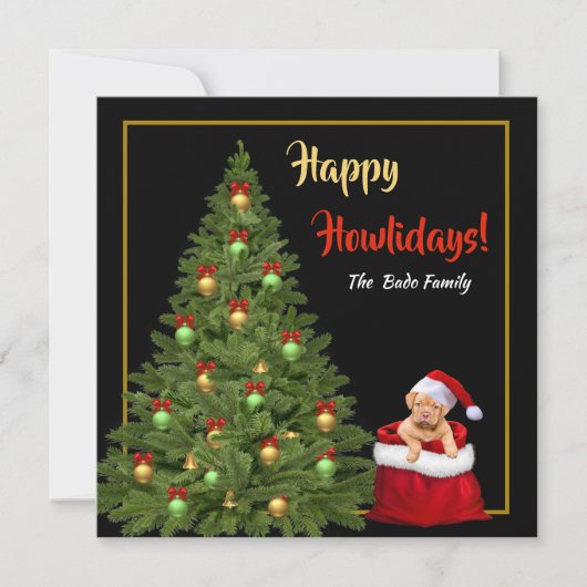 Prettige feestdagen Familie Leuke Puppy Feestdagenkaart (Voorkant)