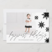 prettige feestdagen familie met zwarte en witte sn feestdagenkaart (Voorkant)