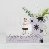 prettige feestdagen familie Periwinkle Black Snowf Feestdagenkaart (Staand voorkant)