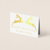 Prettige feestdagen Familie rendieren grijs goud Folie Kaarten (Voorkant)