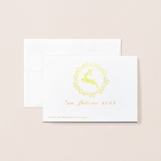 Prettige feestdagen Familie rendieren grijs goud Folie Kaarten (Met envelop)