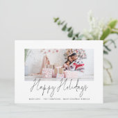 Prettige feestdagen Familiefoto 2026 Kalenderscrip Feestdagenkaart (Staand voorkant)