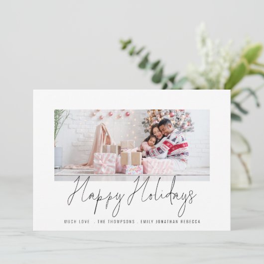 Prettige feestdagen Familiefoto 2026 Kalenderscrip Feestdagenkaart (Staand voorkant)