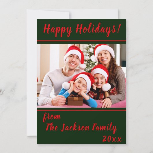 Prettige feestdagen Familiefoto Flat Holiday Kaart (Voorkant)