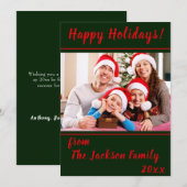 Prettige feestdagen Familiefoto Flat Holiday Kaart (Voorkant / Achterkant)