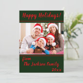 Prettige feestdagen Familiefoto Flat Holiday Kaart (Staand voorkant)