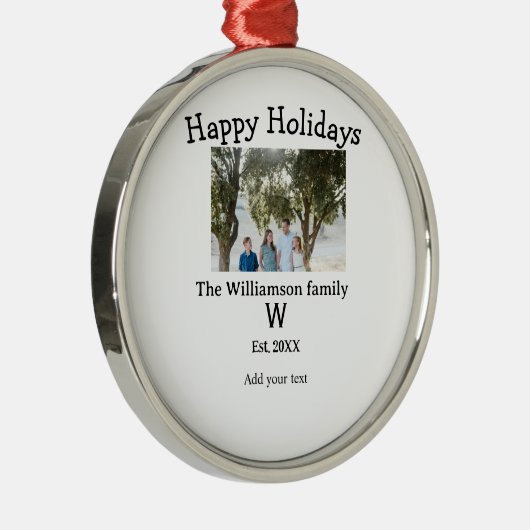 Prettige feestdagen Familiefoto hereniging naam le Metalen Ornament (Rechts)