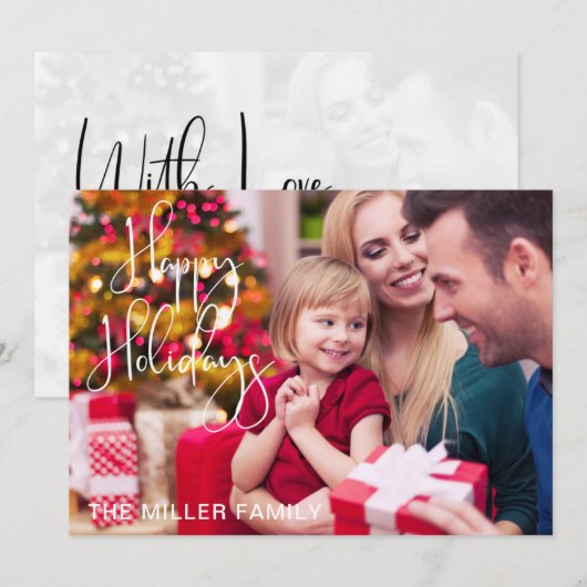 Prettige feestdagen Familiefoto Kerstvakantie Kaar Feestdagenkaart (Voorkant / Achterkant)