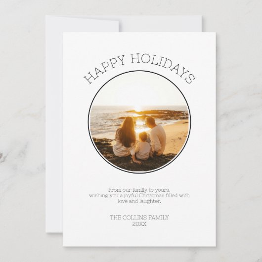 Prettige feestdagen Familiefoto Modern Black Chris Feestdagenkaart (Voorkant)