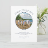 Prettige feestdagen Familiefoto Modern Blue Christ Feestdagenkaart (Staand voorkant)