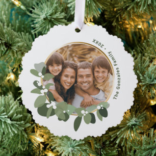 Prettige feestdagen Familiefoto Ornament Kaart
