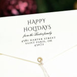 Prettige feestdagen Familienaam Zelfinktende Stempel<br><div class="desc">Een feestelijke rubberzegel met de vakantiegroet van uw keus in vintage-stijl typografie en uw familienaam in een elegante manuscriptdoopvont met uw terugkeeradres of contactdetails hieronder in klassieke hoofdletters. Aansluiting voor kerstfeestdagen in onze winkel. Voel je vrij om me te berichten met alle vragen!</div>