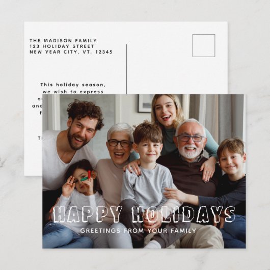 Prettige feestdagen Familiescript Collage foto (Voorkant / Achterkant)