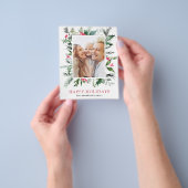 prettige feestdagen Family Greenery-fotokaart Flyer (Hand)