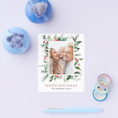 prettige feestdagen Family Greenery-fotokaart Flyer (Enkel)