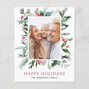 prettige feestdagen Family Greenery-fotokaart Flyer