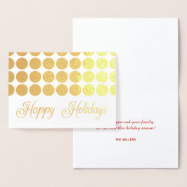 Prettige feestdagen Fancy Gold Polka Dots Folie Kaarten