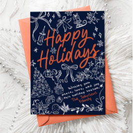 Prettige Feestdagen Fantasievolle met de hand gete Feestdagenkaart