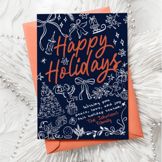 Prettige Feestdagen Fantasievolle met de hand gete Feestdagenkaart