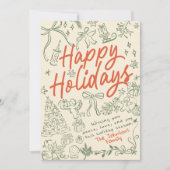 Prettige Feestdagen Fantasievolle met de hand gete Feestdagenkaart (Voorkant)