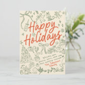 Prettige Feestdagen Fantasievolle met de hand gete Feestdagenkaart (Staand voorkant)