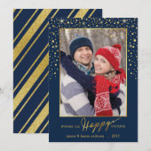 prettige feestdagen Faux Foil Confetti Holiday Fot Feestdagenkaart (Voorkant / Achterkant)