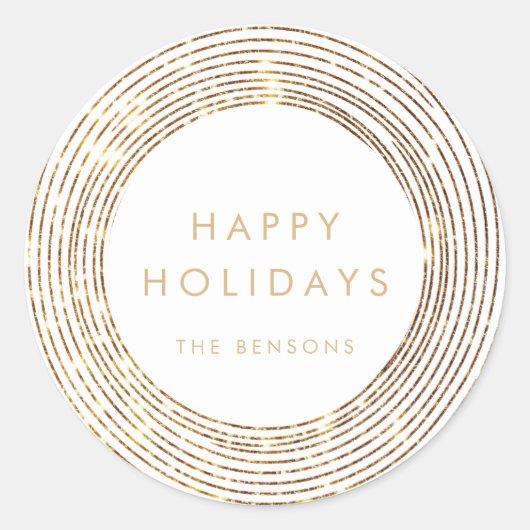 Prettige feestdagen Faux Glitter Gouden Cirkels Ronde Sticker (Voorkant)