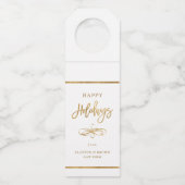 prettige feestdagen Faux Gold Foil Corporate Gift Flessenhanger (Voorkant)