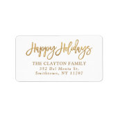 Prettige feestdagen Faux Gold Folie Etiket (Voorkant)