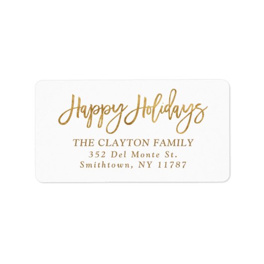 Prettige feestdagen Faux Gold Folie Etiket (Voorkant)