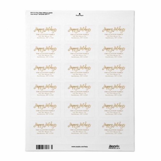 Prettige feestdagen Faux Gold Folie Etiket (Full Sheet)