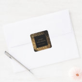 Prettige feestdagen Faux Gold Glitter en zwart Vierkante Sticker (Envelop)