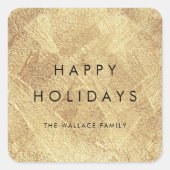 Prettige feestdagen Faux Gold Modern Minimalist Vierkante Sticker (Voorkant)